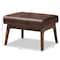 Baxton Studio Bianca Walnut Wood Dark Brown Distressed Faux Leather Effect Ottoman 140-7547 - alternate 3
